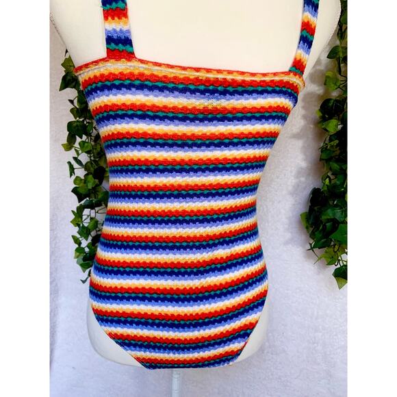 Forever 21 Colorful Striped Knit Retro Body Suit Women's Medium - Picture 7 of 10